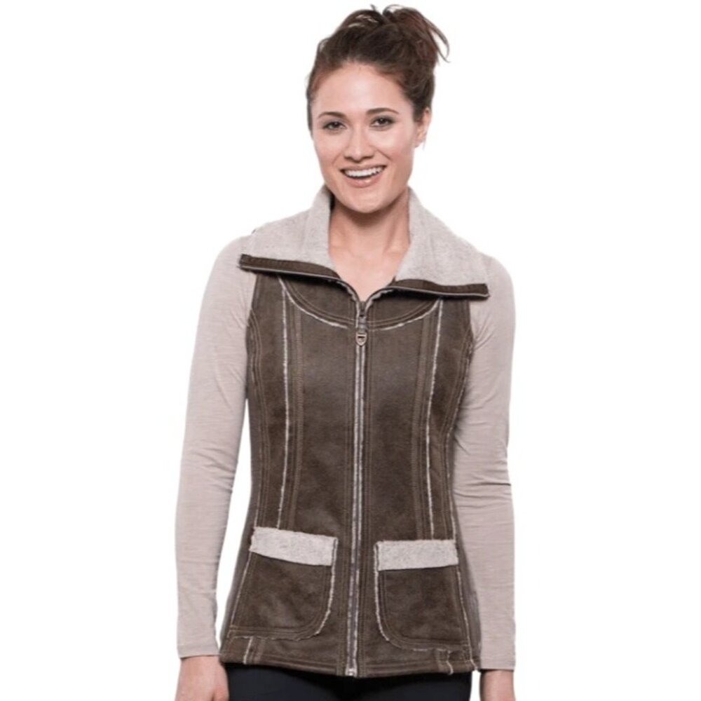 NWT Kuhl Women's LARGE Dani Sherpa Vest Brown MSRP$219 New - Picture 17 of 17